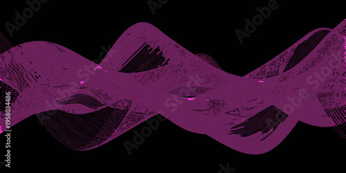 Abstract pink waveform design against a stark black background