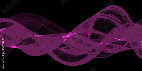 Abstract pink wave lines against a dark black background