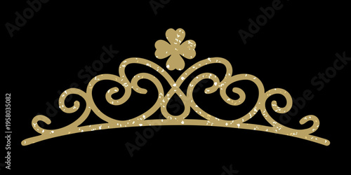 Golden tiara illustration against a solid black background