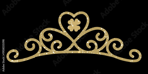 A golden ornate tiara illustration against a solid black background