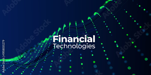 Abstract digital wave with text overlay reading financial technologies