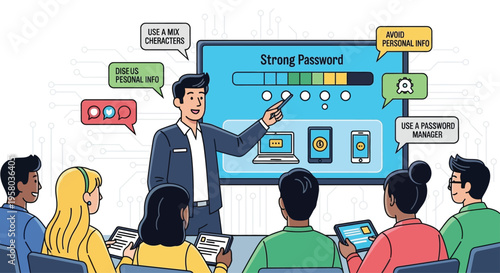 Cybersecurity Training Session on Strong Password Creation.