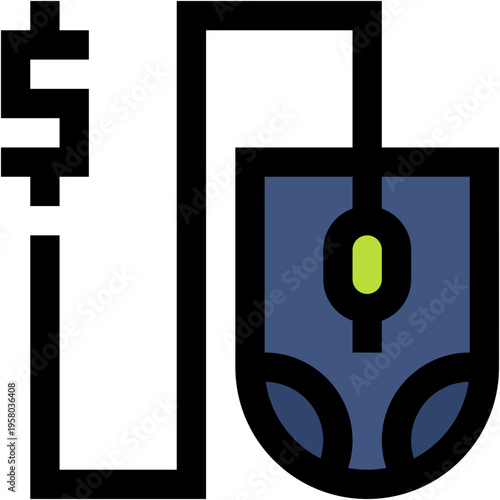 Vector Icon mouse, online shopping, dollar, purchase, shopping store