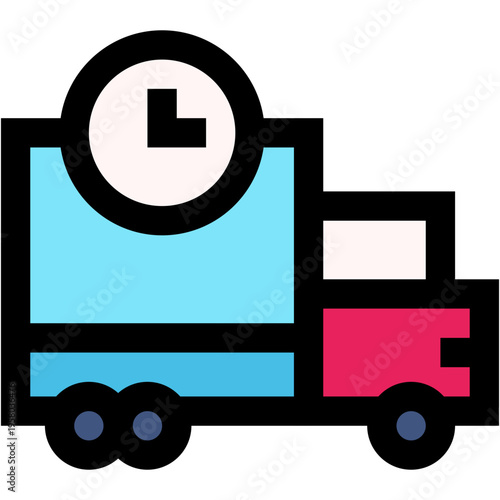 Vector Icon truck, delivery truck, clock, transportation, time