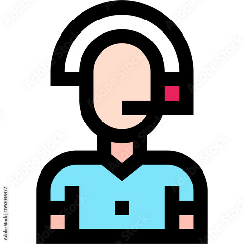 Vector Icon caucasian, help call, customer support, call center agent