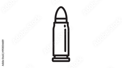 Bullet cartridge icon with a simple outline design, representing ammunition for firearms and weapon systems.