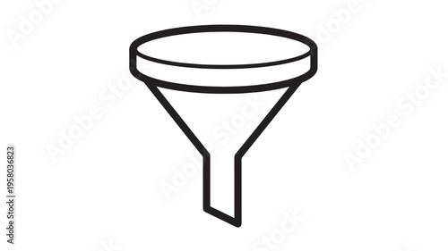 Funnel laboratory tool with wide opening and narrow spout for separating liquids from solids in a clean black outline.