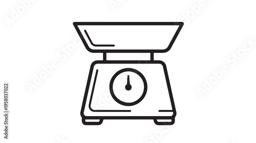 Scale kitchen analog with flat tray and dial meter for precise weighing of ingredients featuring measurement, cooking, baking with food and household