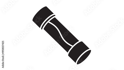 Fuse electrical component with black wire protection against overcurrent and short circuits, isolated on white.
