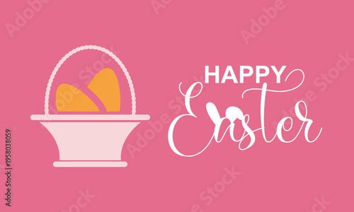 Happy Easter banner with eggs and flowers. Soft pastel Easter banner featuring decorated eggs,  ideal for festive greetings, social media covers, for website and seasonal promotions.