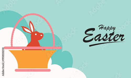Happy Easter banner with eggs and flowers. Soft pastel Easter banner featuring decorated eggs,  ideal for festive greetings, social media covers, for website and seasonal promotions.