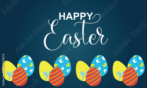 Happy Easter banner with eggs and flowers. Soft pastel Easter banner featuring decorated eggs,  ideal for festive greetings, social media covers, for website and seasonal promotions.