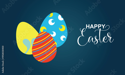 Happy Easter banner with eggs and flowers. Soft pastel Easter banner featuring decorated eggs,  ideal for festive greetings, social media covers, for website and seasonal promotions.