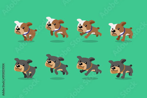 Vector cartoon character bulldog running step