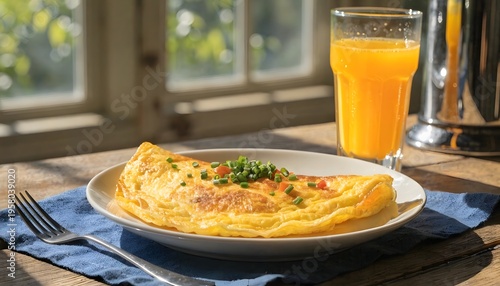 Omlette and orange juice breakfast