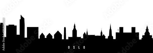 Vector silhouette illustration of Oslo city urban skyline. Modern minimalist cityscape graphic, perfect for travel, banners or backgrounds.
