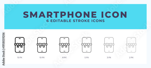 Smart phone editable line icon. Vector illustration with different stroke.