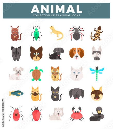 animal icons in a grid on a white background