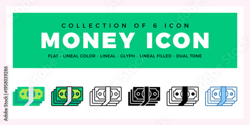 Pack of 6 Vector money icon