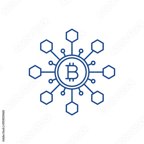 Decentralized Bitcoin Network Blockchain Technology Concept.