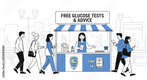Free Glucose Tests and Advice Booth on Street.