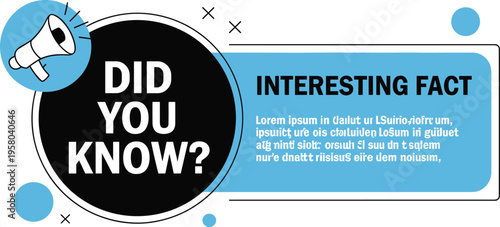 Did you know interesting fact banner template with megaphone icon and speech bubble for educational marketing information.