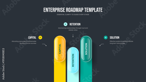 Project Strategy Frame Design Vector Illustration. Company Launch Three Element Diagram Presentation Template. Corporate Solution 3 Option Infographic Slideshow Layout.