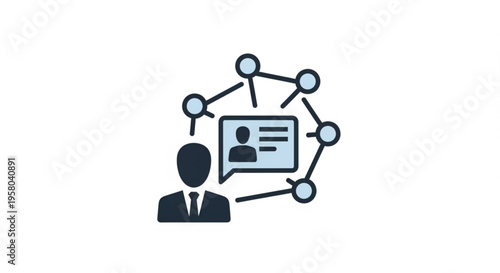 Business professional with network connections and identification