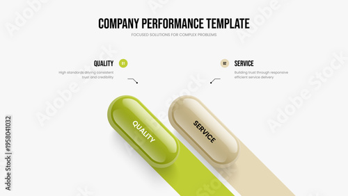 Visual Forecast 2 Step Diagram Slideshow Design. Professional Visualization Presentation Layout Vector Illustration. Advertising Campaign Two Element Infographic Frame Template.