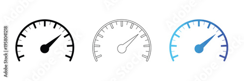 Speedometer Icons Speed Indicator Gauge Meter Performance Risk Level Dashboard Measurement Control Technology Vector Illustration Set Isolated Background