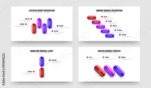 Product Proposal Four Five Two Three Step Infographic Presentation Template Vector Illustration Bundle. Service Report 4 5 2 3 Option Diagram Slideshow Design Set.