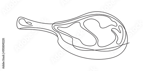 black and white line drawing of a pork chop