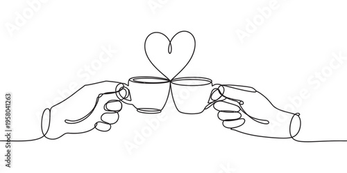 hands holding coffee cups forming heart shape