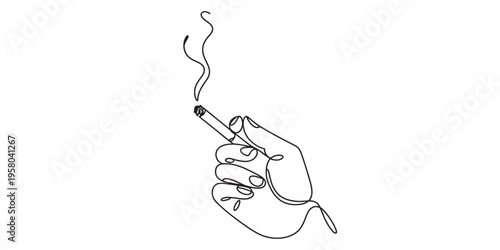 hand holding cigarette with smoke