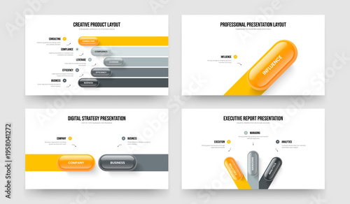 Enterprise Analysis 5 1 2 3 Option Infographic Frame Design Bundle. Sales Performance Five One Two Three Element Diagram Slideshow Layout Vector Illustration Collection.