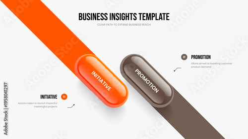 Investor Introduction Two Element Infographic Slideshow Layout. Creative Growth 2 Option Diagram Frame Template. Enterprise Overview Presentation Design Vector Illustration.