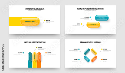 Financial Plan 1 2 3 4 Element Diagram Slideshow Layout Bundle. Visual Review One Two Three Four Step Infographic Slide Design Vector Illustration Set.