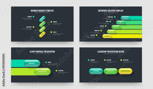 Product Introduction Four Five Two Three Option Infographic Frame Design Vector Illustration Set. Company Review 4 5 2 3 Element Diagram Presentation Template Bundle.