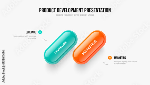 Project Overview 2 Element Diagram Slideshow Layout. Investor Growth Presentation Design Vector Illustration. Sales Campaign Two Option Infographic Slide Template.