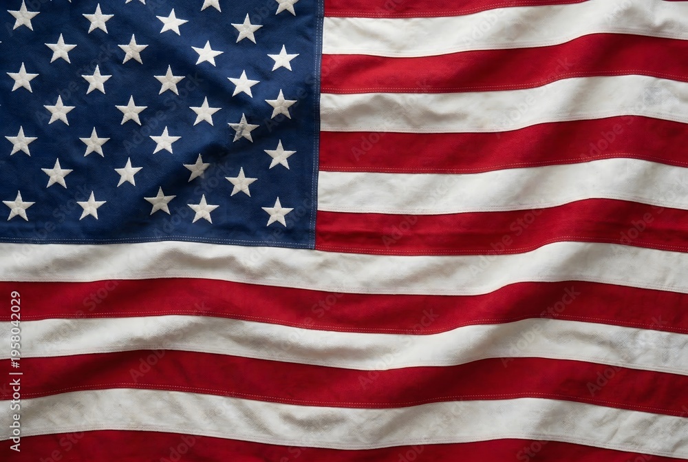 Obraz premium Close up of American flag with soft fabric texture and ripples