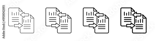 Data Comparison and Document Transfer Icon Vector Line Art Illustration Editable