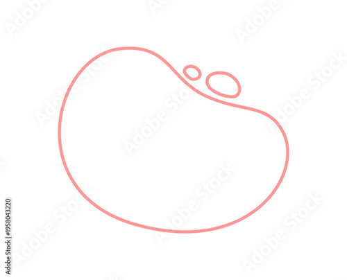 Minimal abstract organic shape with amorphous outline forms a soft blob frame in pink set. Irregular amoeba and fluid line style create a modern organic look, ideal for design set or background.