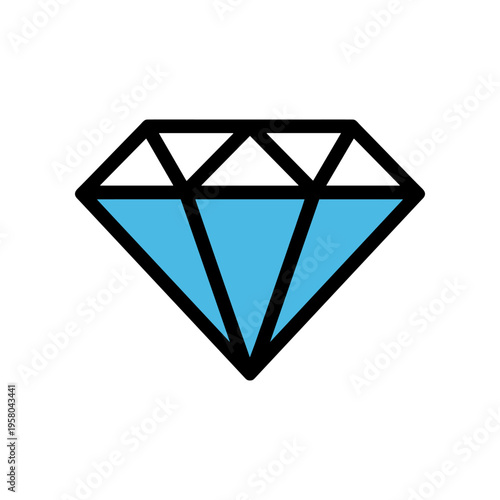 Blue Diamond Gemstone Icon Graphic.