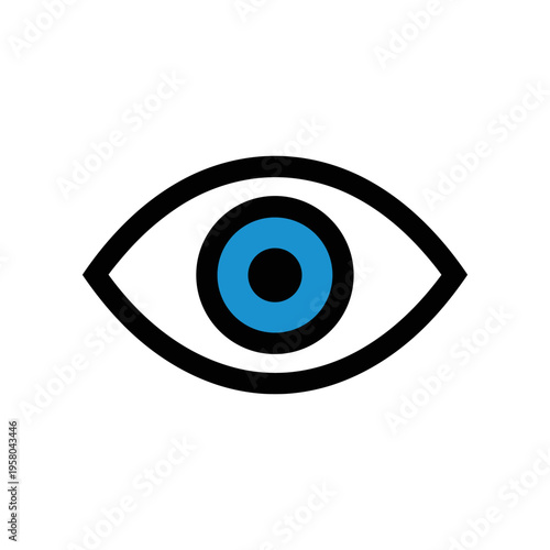 Blue eye with black outline symbol.