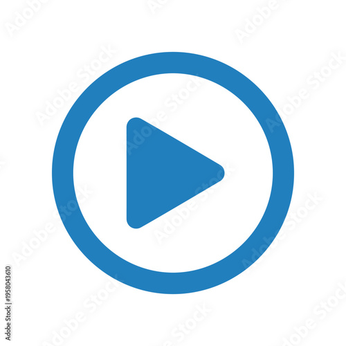 Blue Play Button Icon Symbol.
