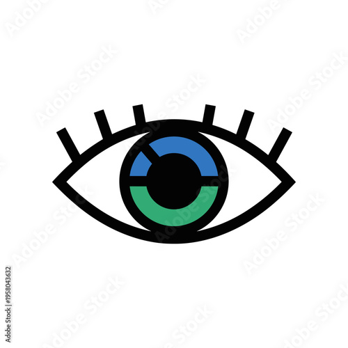 Colorful Eye Illustration with Eyelashes.