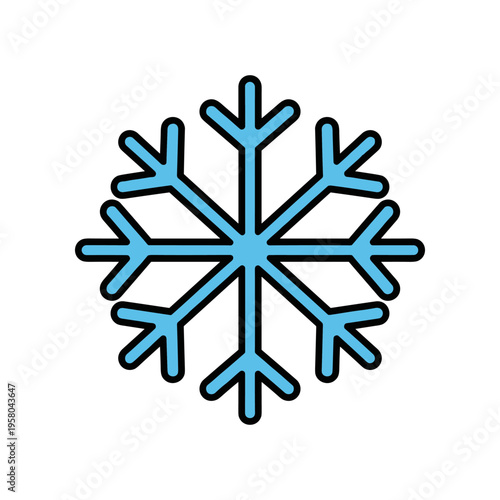 Blue Snowflake Winter Weather Symbol Graphic.