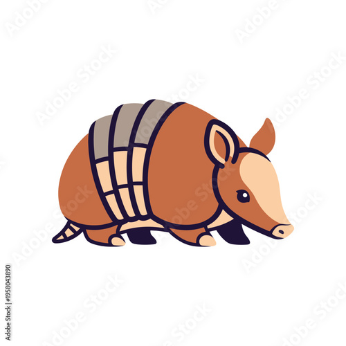 Cartoon Armadillo with Shell Protection.