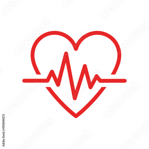 Red Heartbeat Line Medical Symbol Icon 1.