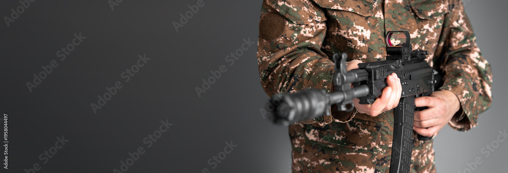 Fototapeta premium Mercenary Soldier with His Weapon